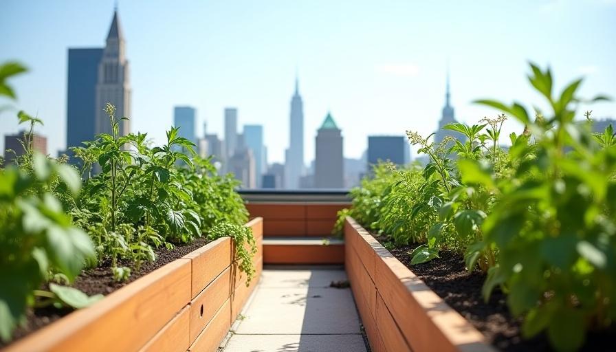 Lush rooftop garden in Queens with raised beds